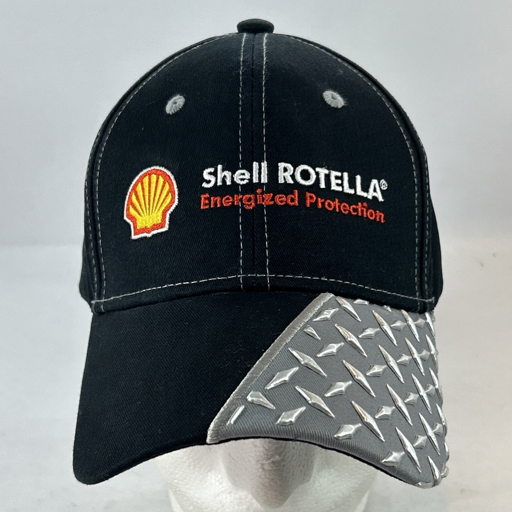 Shell Rotella Hat Cap Strap Back Logo Energized Protection Diamond Plate Brim